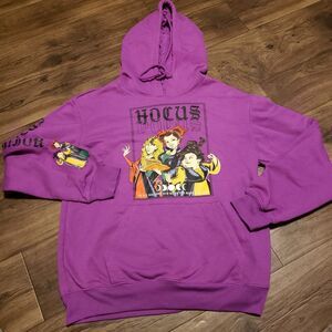 Disney Hocus-pocus Halloween Purple Pullover Hoodie Girls Sz Med (7-9)